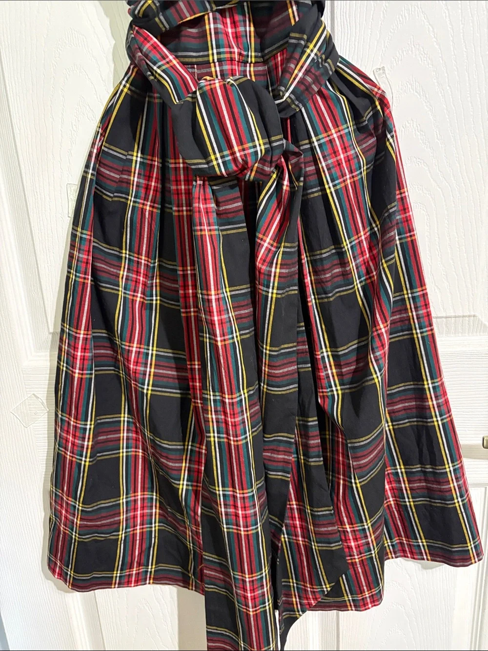 J. Crew Tartan Plaid Black, Red & Yellow Wrap Midi Dress